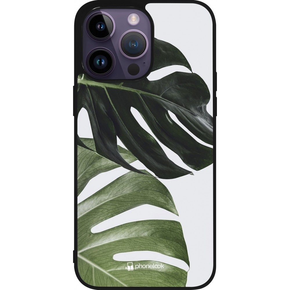 Coque iPhone 15 Pro Max - Silicone rigide noir Monstera Plant