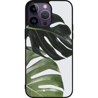 Coque iPhone 15 Pro Max - Silicone rigide noir Monstera Plant