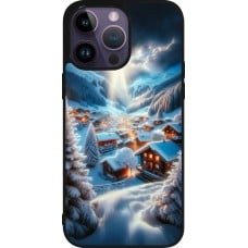 Coque iPhone 15 Pro Max - Silicone rigide noir Mont Neige Lumière