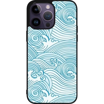 Coque iPhone 15 Pro Max - Silicone rigide noir Ocean Waves