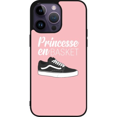 Coque iPhone 15 Pro Max - Silicone rigide noir princesse en basket