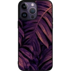 Coque iPhone 15 Pro Max - Silicone rigide noir Purple Light Leaves