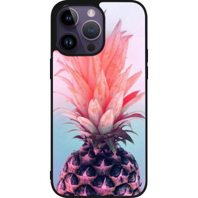 Coque iPhone 15 Pro Max - Silicone rigide noir Purple Pink Pineapple