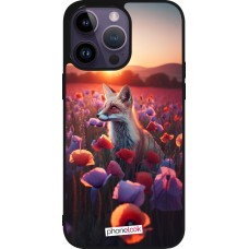 Coque iPhone 15 Pro Max - Silicone rigide noir Renard pourpre au crépuscule