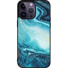 Coque iPhone 15 Pro Max - Silicone rigide noir Sea Foam Blue