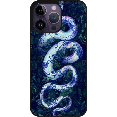 Coque iPhone 15 Pro Max - Silicone rigide noir Serpent Blue Anaconda