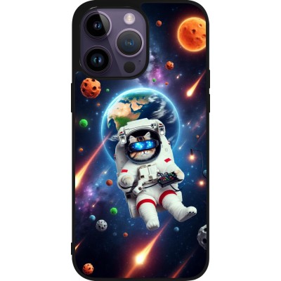 Coque iPhone 15 Pro Max - Silicone rigide noir VR SpaceCat Odyssey