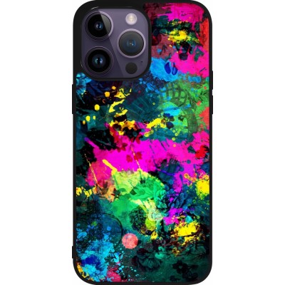 Coque iPhone 15 Pro Max - Silicone rigide noir Splash paint