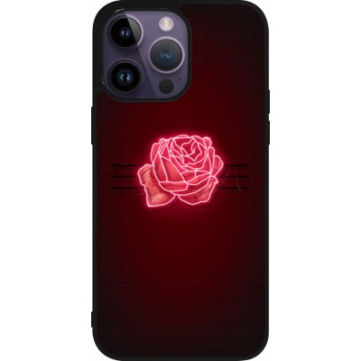 Coque iPhone 15 Pro Max - Silicone rigide noir Spring 23 neon rose