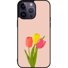 Coque iPhone 15 Pro Max - Silicone rigide noir Spring 23 tulip trio