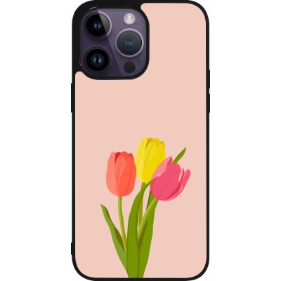 Coque iPhone 15 Pro Max - Silicone rigide noir Spring 23 tulip trio