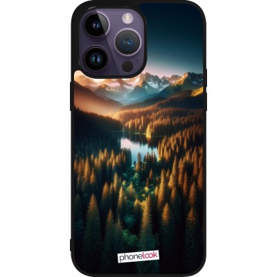 Coque iPhone 15 Pro Max - Silicone rigide noir Sunset Forest Lake