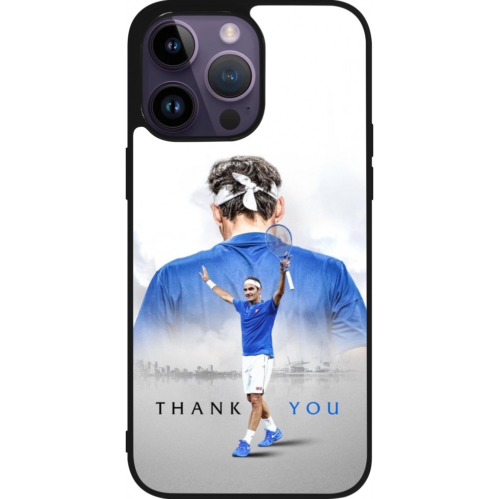 Coque iPhone 15 Pro Max - Silicone rigide noir Thank you Roger