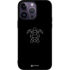 Coque iPhone 15 Pro Max - Silicone rigide noir Turtles lines on black