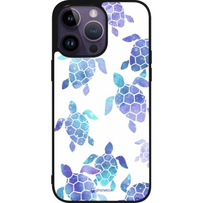 Coque iPhone 15 Pro Max - Silicone rigide noir Turtles pattern watercolor