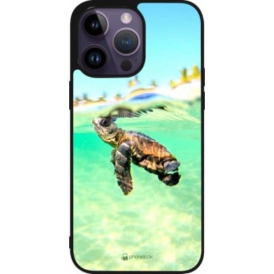 Coque iPhone 15 Pro Max - Silicone rigide noir Turtle Underwater