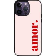 Coque iPhone 15 Pro Max - Silicone rigide noir Valentine 2024 amor