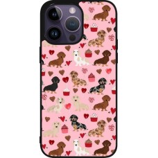 Coque iPhone 15 Pro Max - Silicone rigide noir Valentine 2024 puppy love