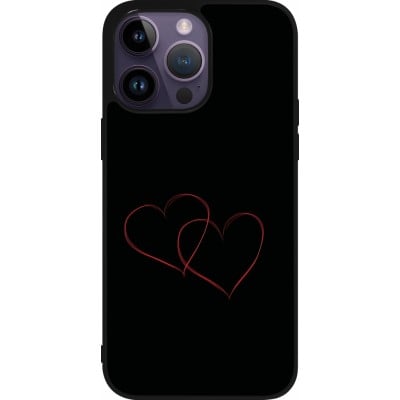 Coque iPhone 15 Pro Max - Silicone rigide noir Valentine 2023 attached heart