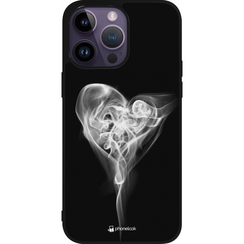 Coque iPhone 15 Pro Max - Silicone rigide noir Valentine 2022 Black Smoke