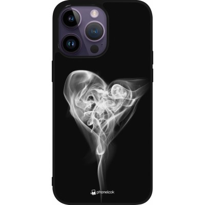 Coque iPhone 15 Pro Max - Silicone rigide noir Valentine 2022 Black Smoke