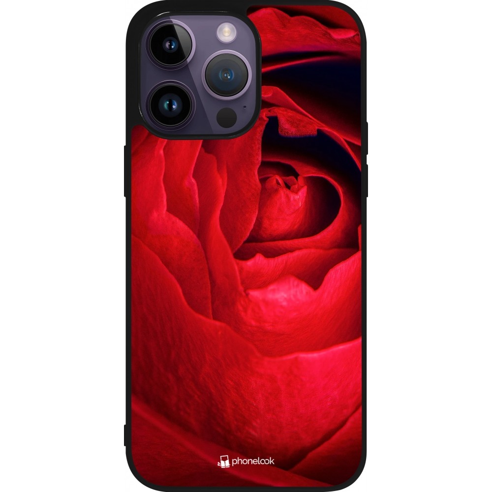 Coque iPhone 15 Pro Max - Silicone rigide noir Valentine 2022 Rose