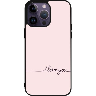 Coque iPhone 15 Pro Max - Silicone rigide noir Valentine 2023 i love you writing