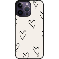 Coque iPhone 15 Pro Max - Silicone rigide noir Valentine 2023 minimalist hearts