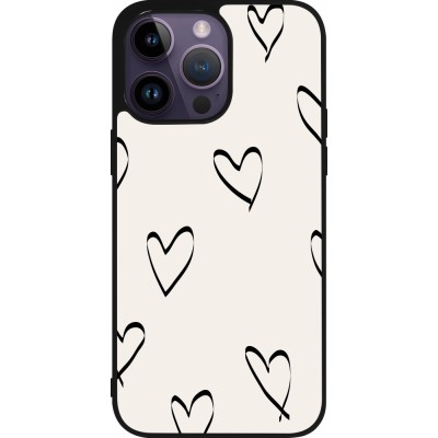 Coque iPhone 15 Pro Max - Silicone rigide noir Valentine 2023 minimalist hearts