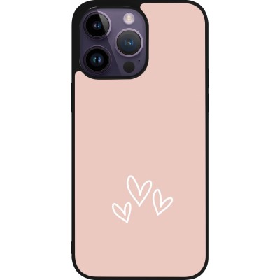 Coque iPhone 15 Pro Max - Silicone rigide noir Valentine 2023 three minimalist hearts