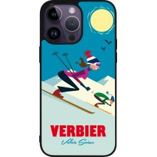 Coque iPhone 15 Pro Max - Silicone rigide noir Verbier Ski Downhill