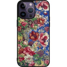 Coque iPhone 15 Pro Max - Silicone rigide noir Vintage Art Flowers