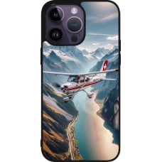 Coque iPhone 15 Pro Max - Silicone rigide noir Vol Alpin Suisse