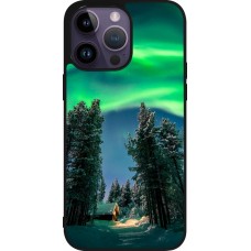 Coque iPhone 15 Pro Max - Silicone rigide noir Winter 22 Northern Lights