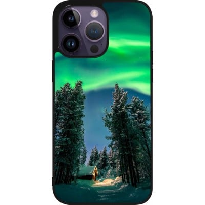 Coque iPhone 15 Pro Max - Silicone rigide noir Winter 22 Northern Lights