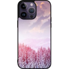 Coque iPhone 15 Pro Max - Silicone rigide noir Winter 22 Pink Forest