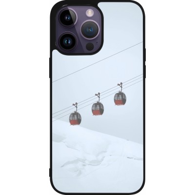 Coque iPhone 15 Pro Max - Silicone rigide noir Winter 22 ski lift