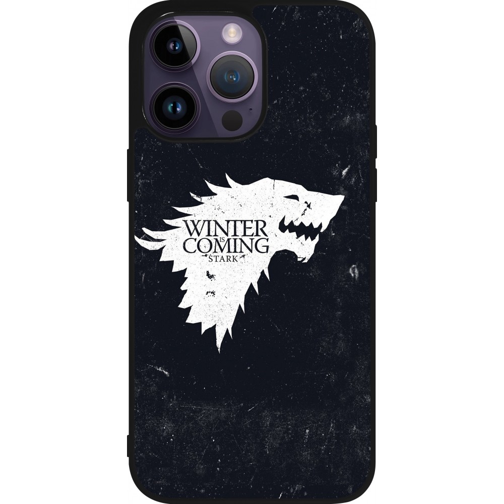 Coque iPhone 15 Pro Max - Silicone rigide noir Winter is coming Stark