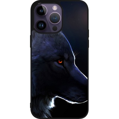 Coque iPhone 15 Pro Max - Silicone rigide noir Wolf Shape