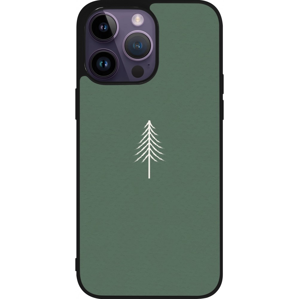 Coque iPhone 15 Pro Max - Silicone rigide noir Christmas 22 minimalist tree