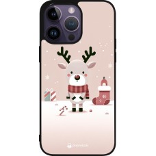 Coque iPhone 15 Pro Max - Silicone rigide noir Noël 2023 Choupinette Renne