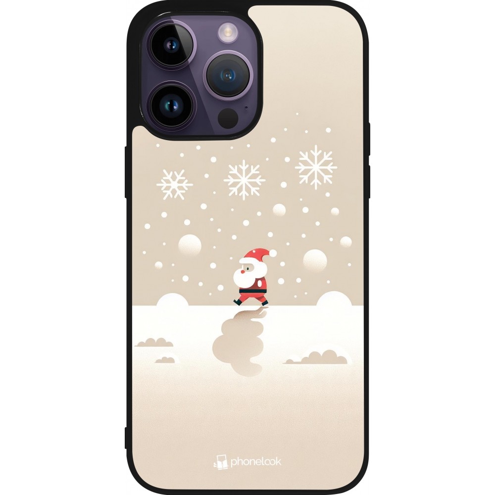 Coque iPhone 15 Pro Max - Silicone rigide noir Noël 2023 Minimalist Santa