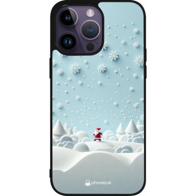 Coque iPhone 15 Pro Max - Silicone rigide noir Noël 2023 Petit Père Flocon