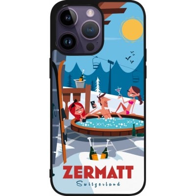 Coque iPhone 15 Pro Max - Silicone rigide noir Zermatt Mountain Jacuzzi