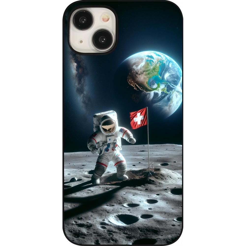 Coque iPhone 15 Plus - Astro Suisse sur lune