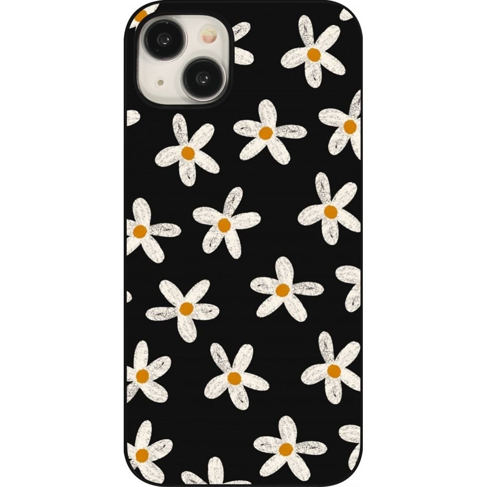 Coque iPhone 15 Plus - Easter 2024 white on black flower