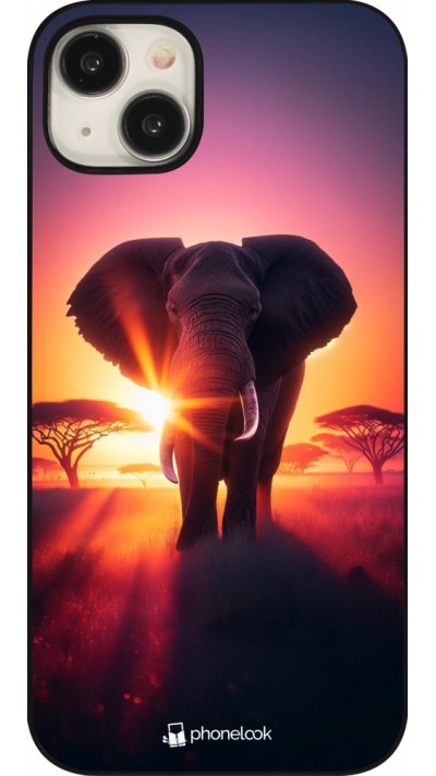 iPhone 15 Plus Case Hülle - Elefant Sonnenaufgang Schönheit