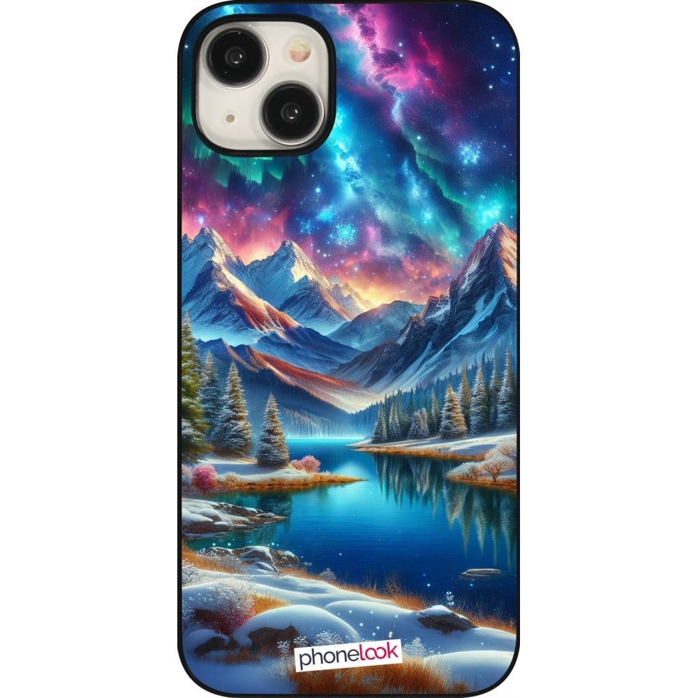 Coque iPhone 15 Plus - Fantasy Mountain Lake Sky Stars