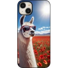 Coque iPhone 15 Plus - Lama Chic en Coquelicot