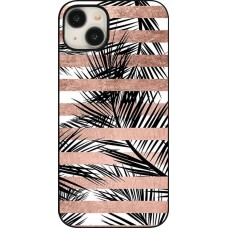 Coque iPhone 15 Plus - Palm trees gold stripes